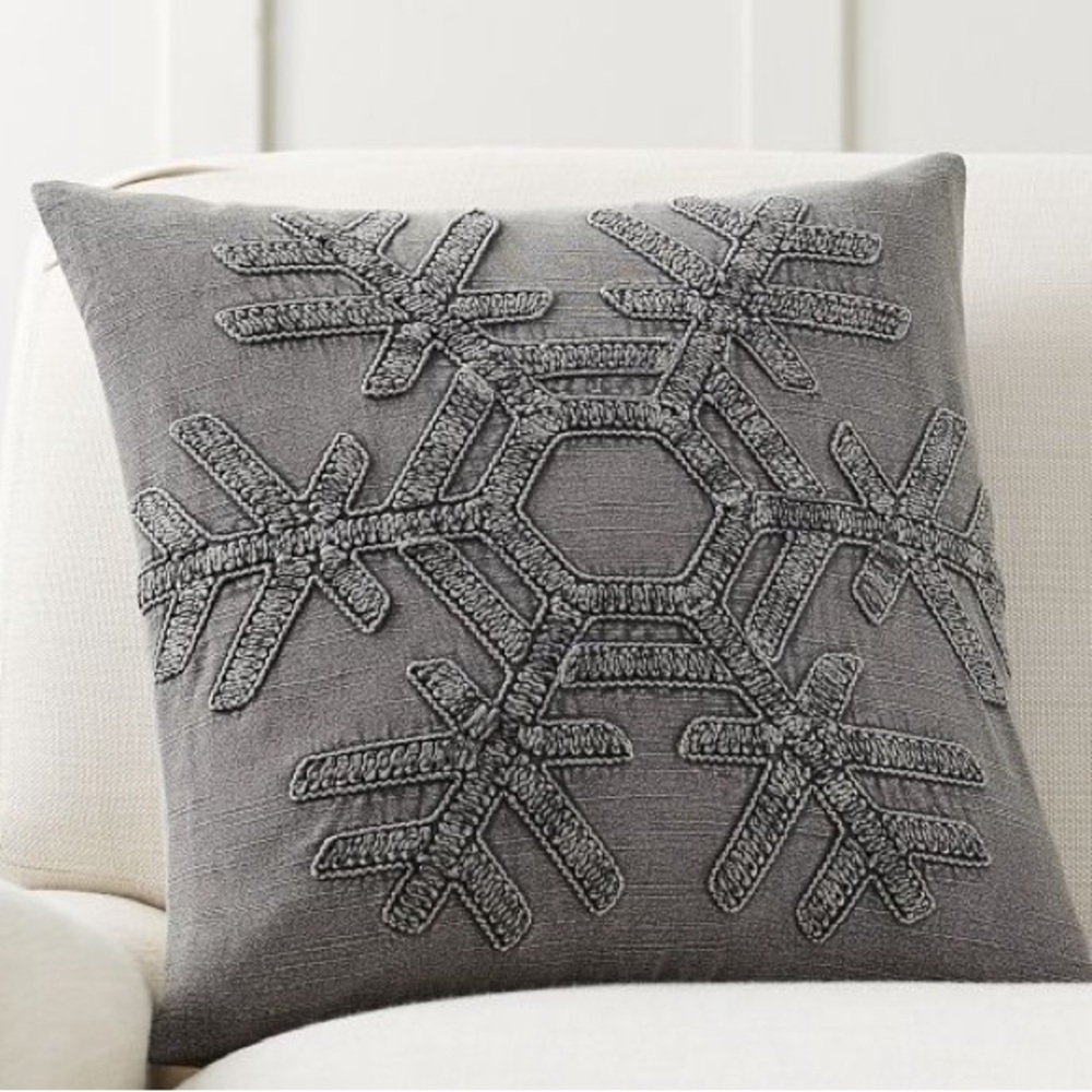 Pottery Barn Drew Snowflake Embroidered Pillow Cover